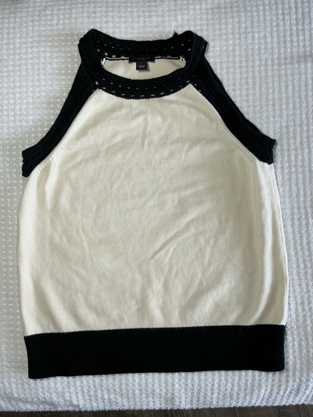 Ann Taylor Black and Cream Tank Top